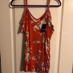 Floral cold shoulder top
